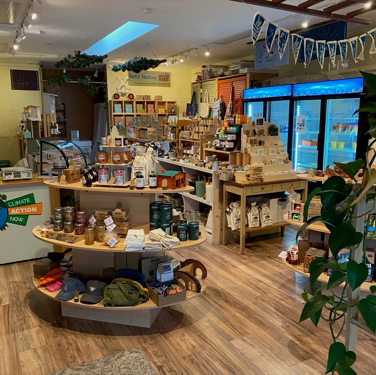 Inside a neighborhood shop that hosts local food pick ups